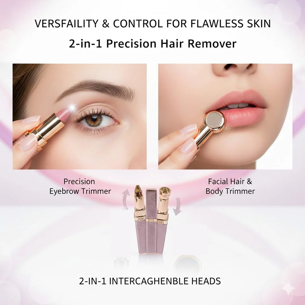 Painless Eyebrow Razor & Facial Hair Remover – Rechargeable 2-in-1 Electric Trimmer with LED Light