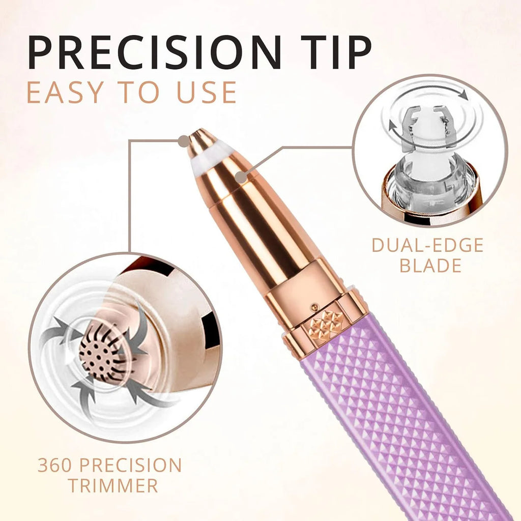 Painless Eyebrow Razor & Facial Hair Remover – Rechargeable 2-in-1 Electric Trimmer with LED Light